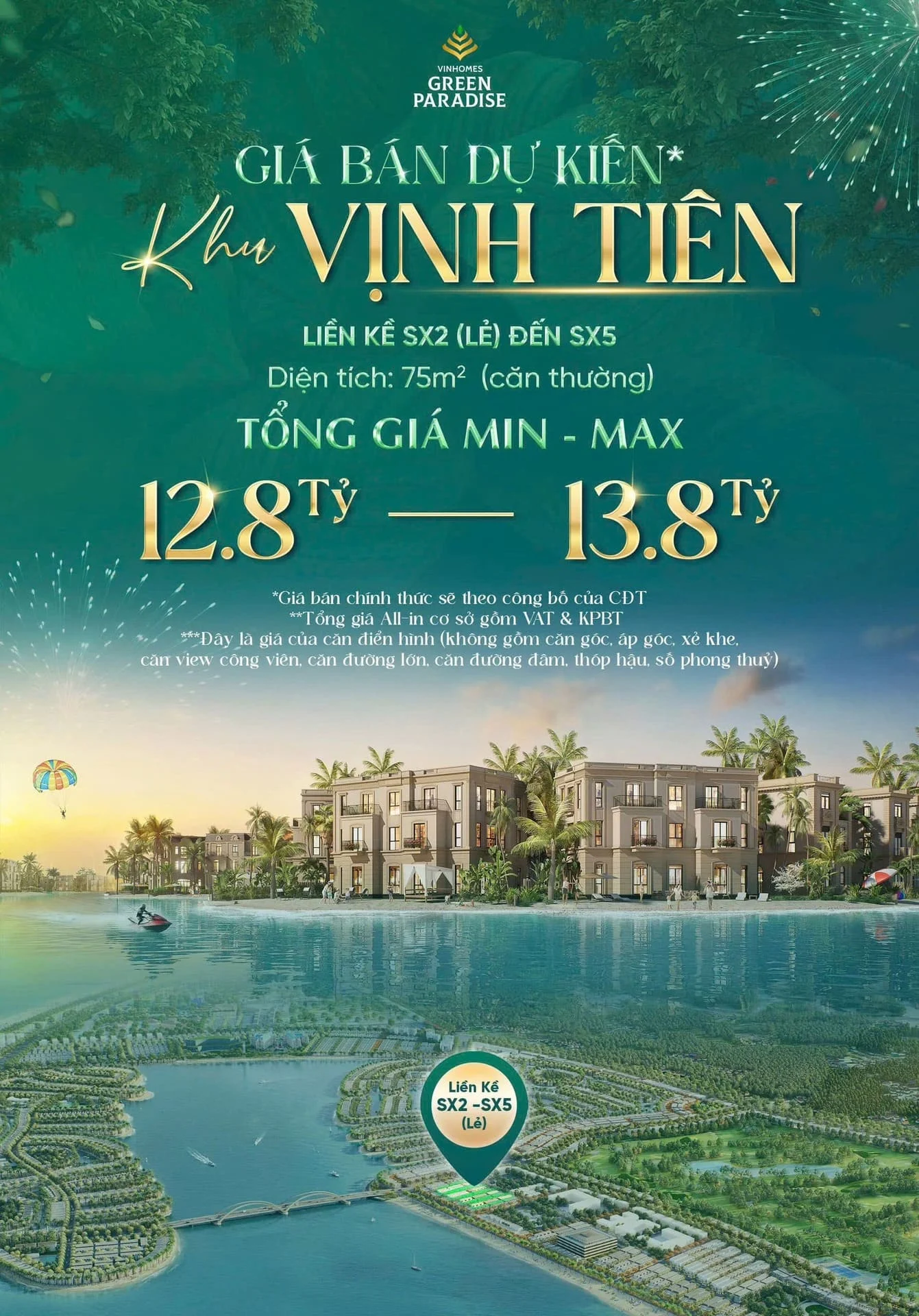 Giá bán dự kiến khu Vịnh Tiên