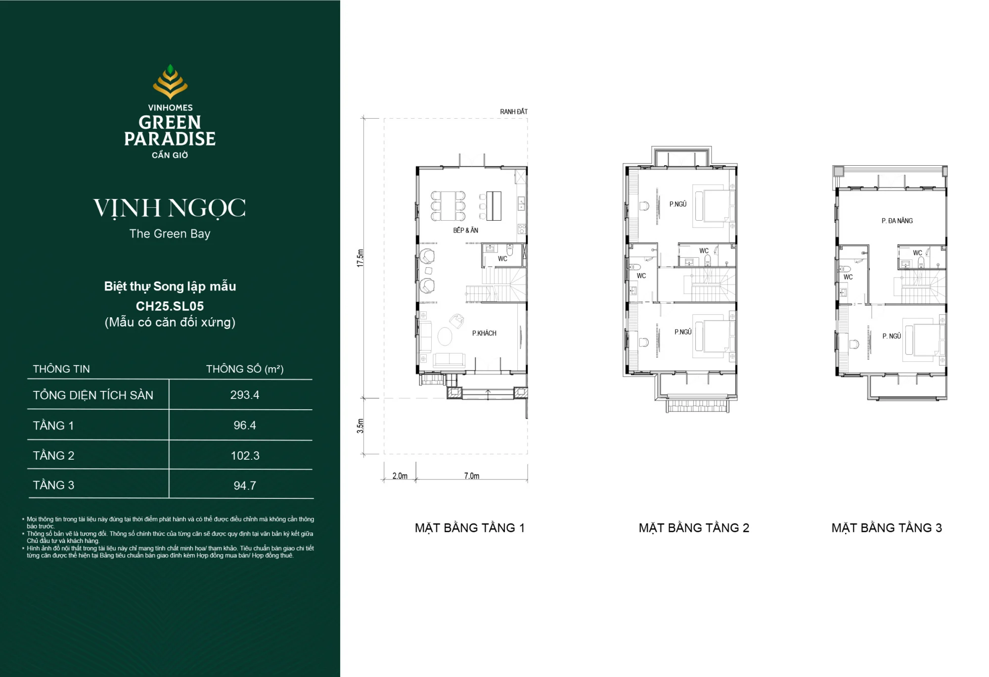 Mặt bằng nhà phố mẫu phân khu Vịnh Ngọc